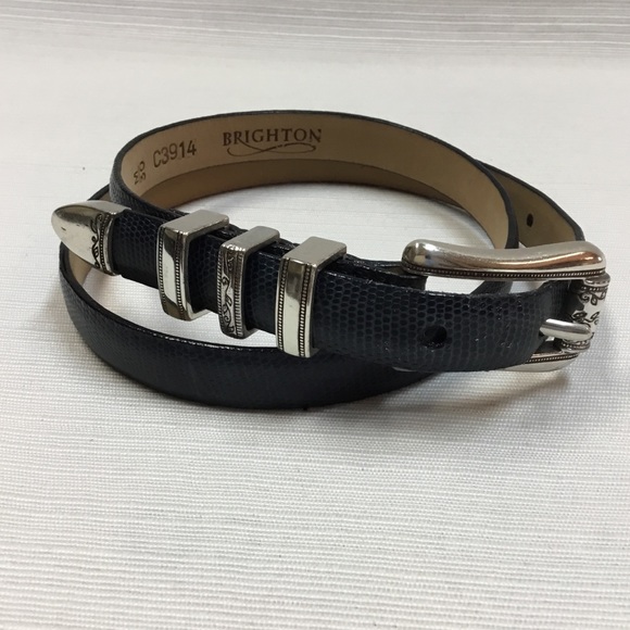 Brighton Accessories - Brighton Navy Reptile Design Belt